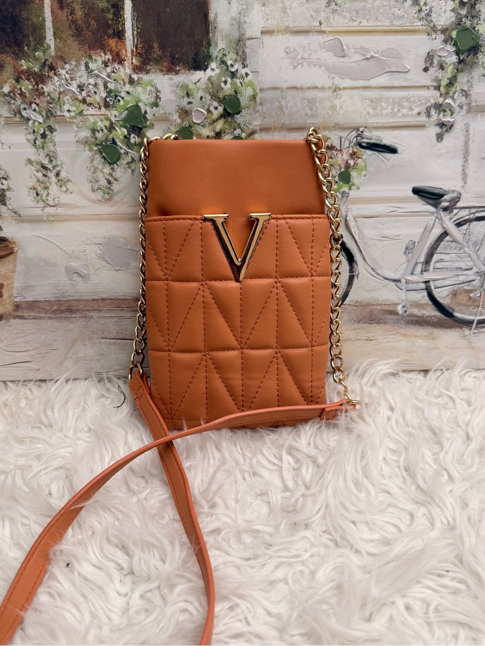 Crossi Quilted Mini Crossbody Bag Orange Designer-Inspired